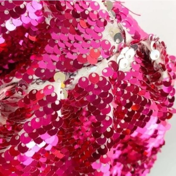 En Saison Womens Size L Bastienne Pink Sequin Bodysuit puffed-sleeve NEW - Picture 7 of 7